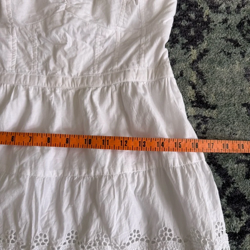 Strapless Women’s American Eagle Y2K Eyelit White Mini Dress Summer Preppy Boho - Picture 4 of 11